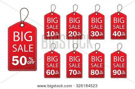 Discount Sale Off Tag 50, 20, 10, 40, 30, 60, 70, 80, 90 Percent.set Label Sale Offer, Badge Price P