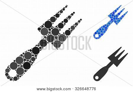 Cultivator Rake Mosaic For Cultivator Rake Icon Of Spheric Dots In Variable Sizes And Shades. Vector