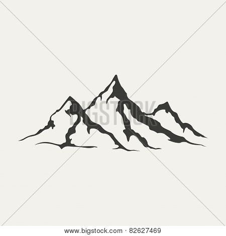 illustration of mountains. Black and white style