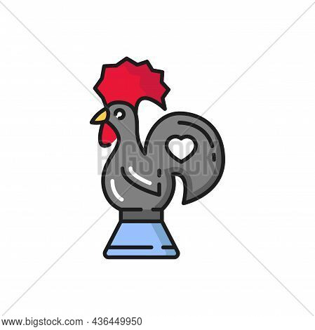 Barcelos Rooster Cock Bird Symbol Of Portugal, Souvenir Isolated Flat Icon. Vector Galo De Barcelos 