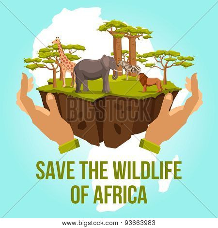 Save the wildlife of Africa concept