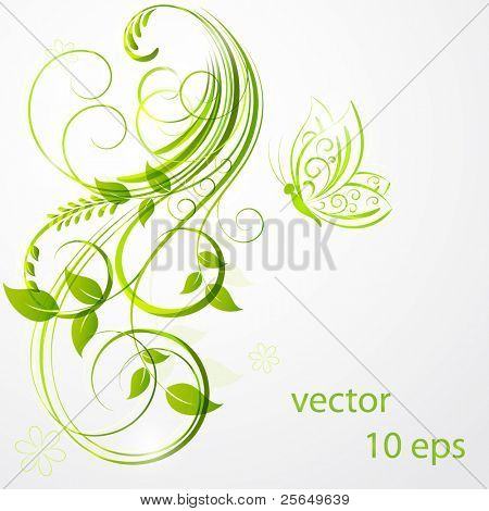 Abstract floral background with butterfly. Element for design.