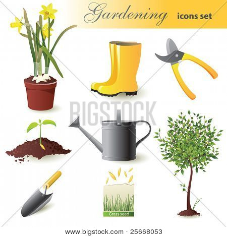 Gardening icons set - vector illustration