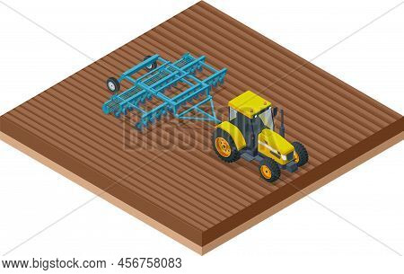 Isometric Agricultural Cultivator. A Cultivator Is A Piece Of Agricultural Equipment Used For Second