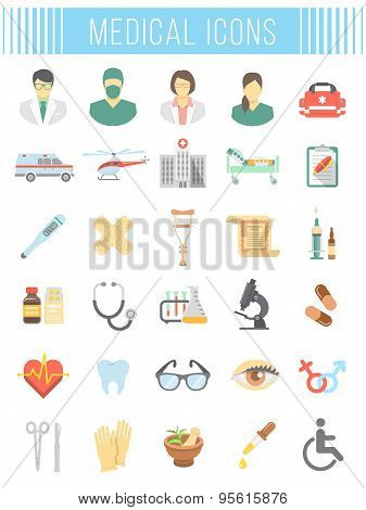 Flat Vector Medical And Healthcare Icons