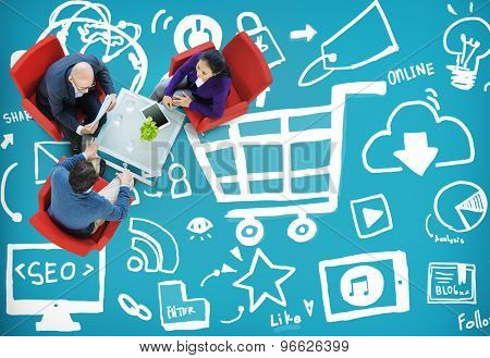 Online Marketing Strategy Branding Commerce Advertising Concept