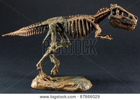 Dinosaur Tyrannosaurus T Rex Skeleton On Black Background