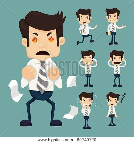 Set Of Businessman Characters Poses