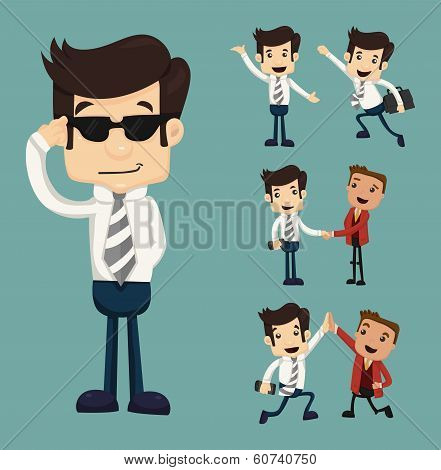 Set Of Businessman Characters Poses