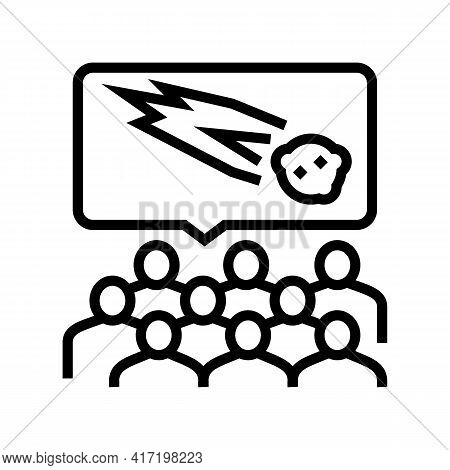 Comet Planetarium Discussion Line Icon Vector. Comet Planetarium Discussion Sign. Isolated Contour S