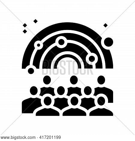 Visiters Watching On Galaxy Planets In Planetarium Line Icon Vector. Visiters Watching On Galaxy Pla