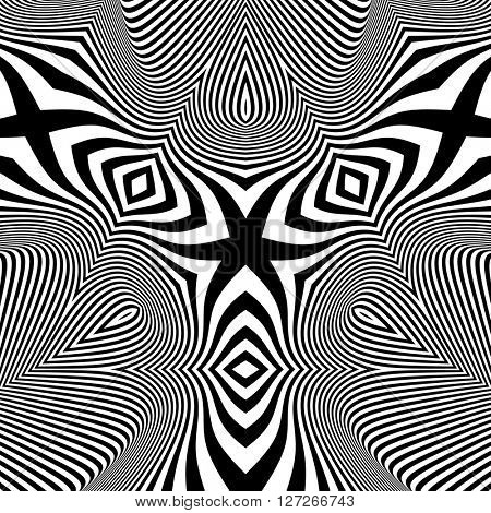 Black and White Background. Pattern With Optical Illusion. Vector Illustration.
