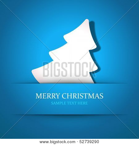 Merry Christmas tree applique vector background. Christmas card or invitation. 