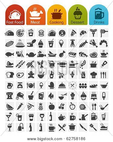 Food Icons bulk series - 100 icons