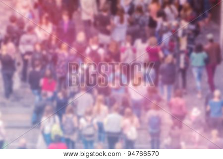 General Public Opinion Blur Background, Aerial View Of Crowd