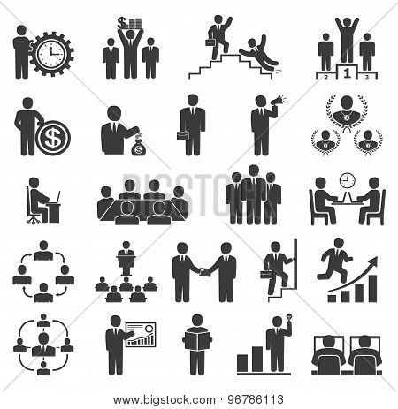 Business People In Work. Office Icons, Conference, Computer Work,  Team Working, Motivation To Succe