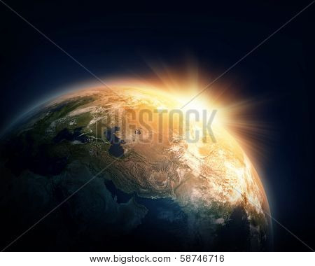 Planet Earth and sun (Nasa imagery)