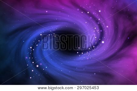 Black Hole In Outer Space. Vortex In Cosmos With Stars And Stardust. Object In Universe. Colorful Ga