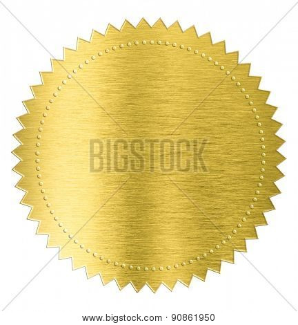 gold metal foil sticker seal label isolated with clipping path included