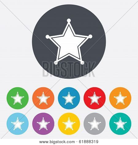 Star Sheriff sign icon. Police button.