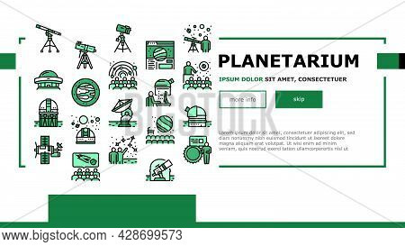 Planetarium Equipment Landing Web Page Header Banner Template Vector. Planetarium Speaker About Star