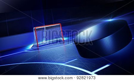 Hockey Ice Rink And Goal