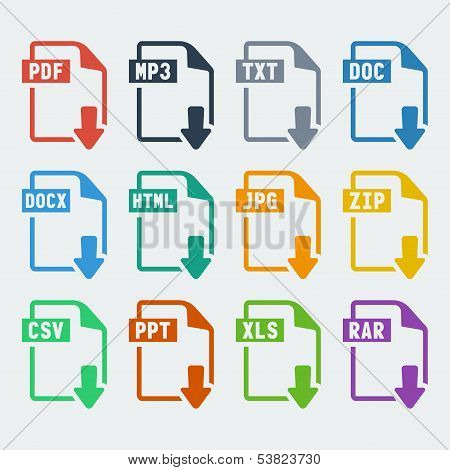 Vector File Extensions Icons Set