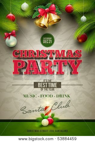 Vector Christmas Party design template. Elements are layered separately in vector file.