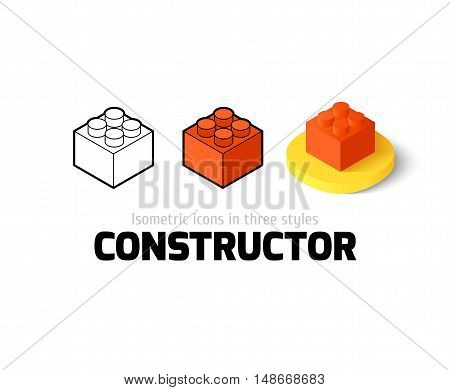 Constructor icon, vector symbol in flat, outline and isometric style