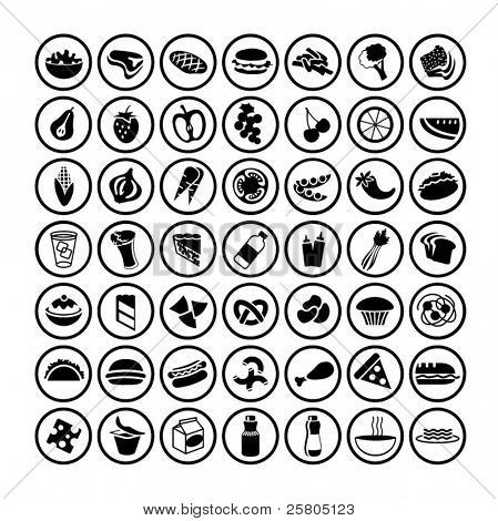 many vector food icons set 3