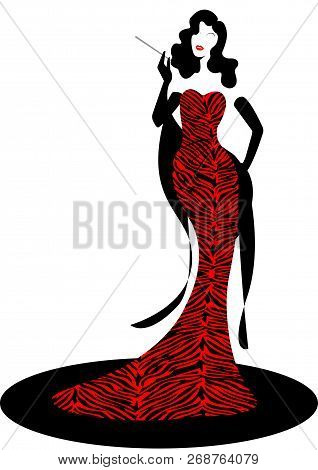 Shop Logo Fashion Woman, Black Silhouette Diva. Company Brand Name Design, Beautiful Luxury Cover Gi