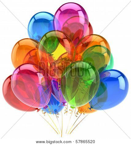 Balloons party birthday balloon decoration colorful translucent. Happy joy fun positive good emotion