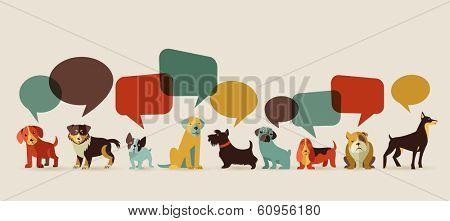 Dogs with speech bubbles - vector set of icons and illustrations