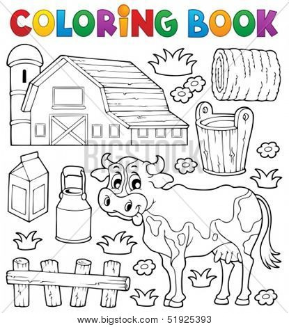 Coloring book cow theme 1 - eps10 vector illustration.