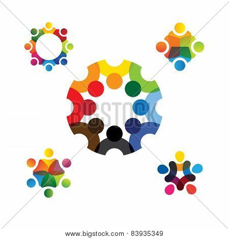 Collection Of People Icons In Circle - Vector Concept Engagement, Togetherness