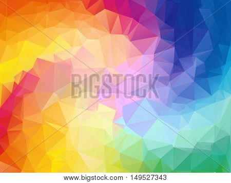 Colorful swirl rainbow polygon background. Colorful abstract vector. Abstract rainbow color Triangle Geometrical Background, Rainbow polygon swirl design. Rainbow Colorful swirl rainbow polygon.