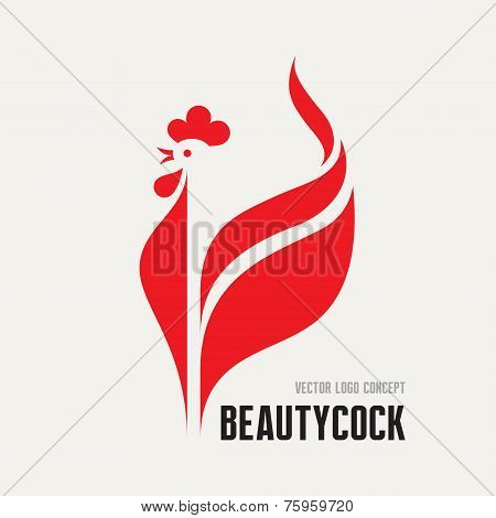 Beauty cock - rooster vector logo concept. Bird cock minimal illustration. Vector logo template. Coc