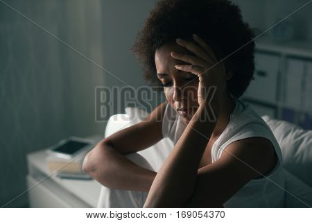 Sad Woman Suffering From Insomnia