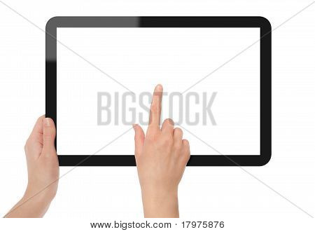 Holding And Point On Tablet Pc