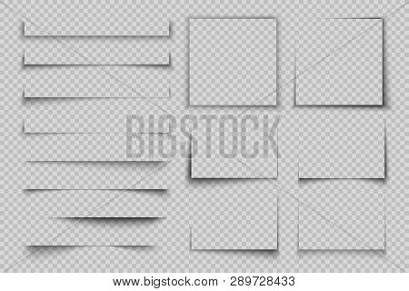 Paper Shadow Effect. Rectangle Box Square Shadow, Realistic Transparent Label Element, Banner Poster