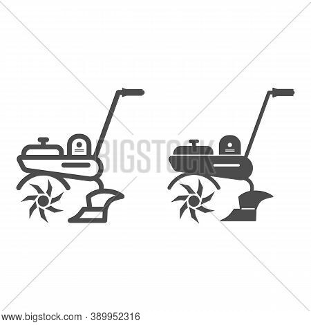 Cultivator Line And Solid Icon, Garden And Gardening Concept, Garden Tools Sign On White Background,