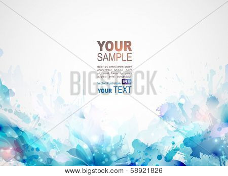 blue abstract background forming by blots and design elements