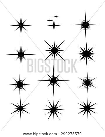 Set Of Sparkle Star, Sparkles Star Isolated Vector. Sparkles Icon, Sparkle Light. Sparkling Stars. S