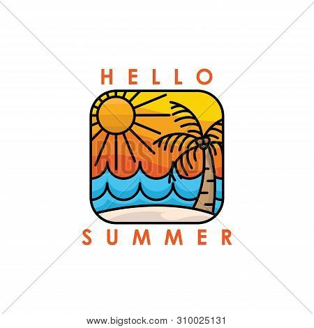 Hello Summer. Summer Season. Summer. Summer Time. Happy Summer. Summer Day. Summer Design. Summer Vector. Summer Text. Summer Lettering. Summer Art,EPS10. Summer Background. Summer Time. Summer Icon, Summer Illustration. Summer Holidays