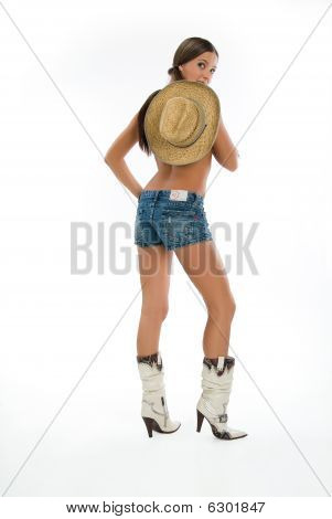 Woman In Boots With Hat