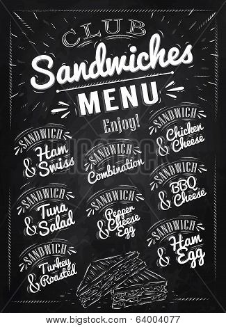 Sandwiches menu chalk