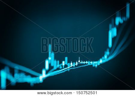 Graph Of Stock Market Data And Financial With Stock Analysis Indicator The View From Led Display Con