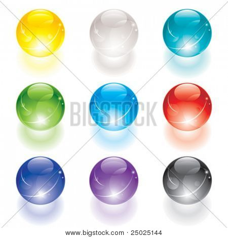 Set of translucent crystal ball, vector layered.