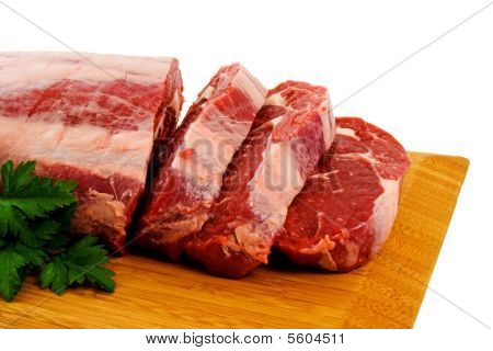 Scotch Fillet Steak over white background