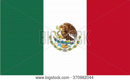 Mexican Flag, Official Colors And Proportion Correctly. National Mexican Flag. Vector Illustration. 